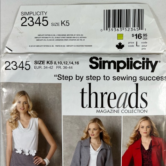 Simplicity 2345 UNCUT Misses Miss Petite Pants Top Dress Sewing Pattern - Picture 4 of 5